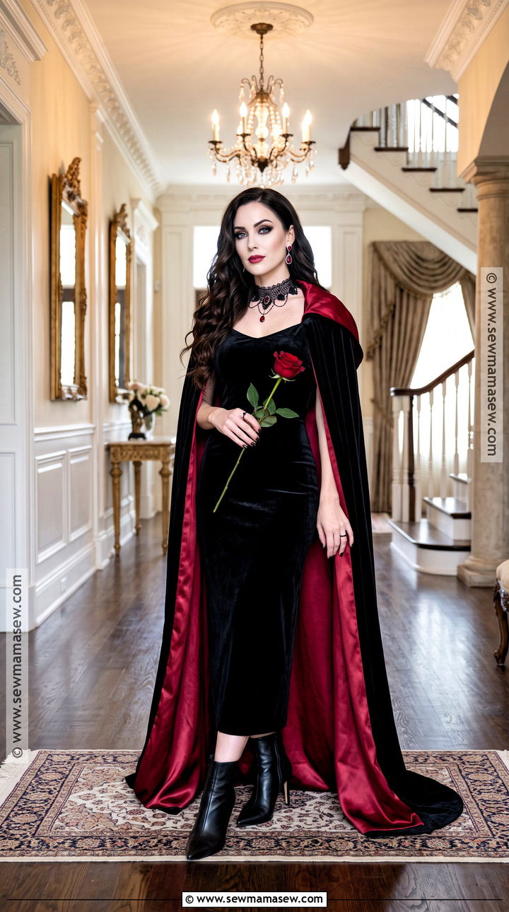 Glam Vampire Costume With Red Cape - 35 costume inspo ideas
