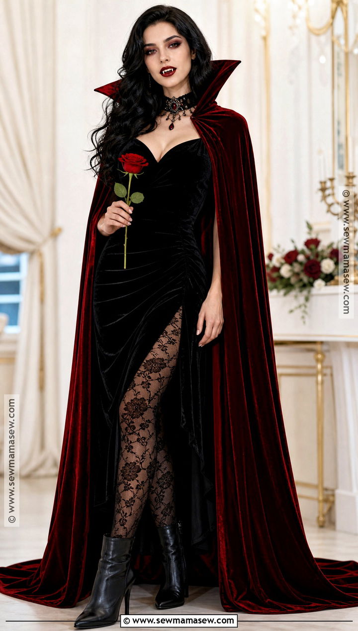 Glam Vampire Costume With Red Cape - 30 college costume ideas