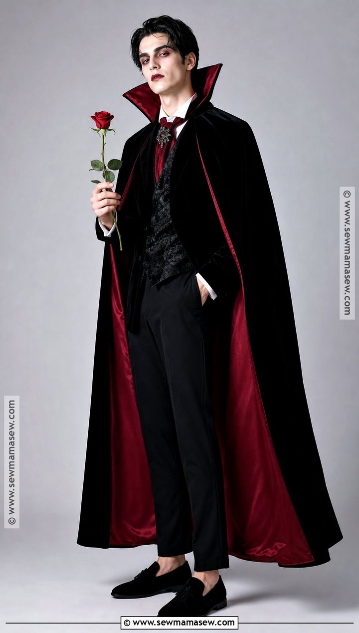 Glam Vampire Costume With Red Cape - 35 halloween costumes one person