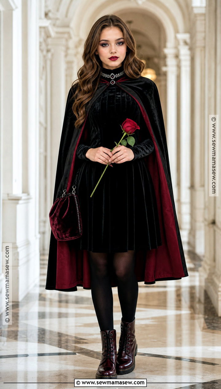 Glam Vampire Costume With Red Cape - 35 halloween costumes teenage girl solo