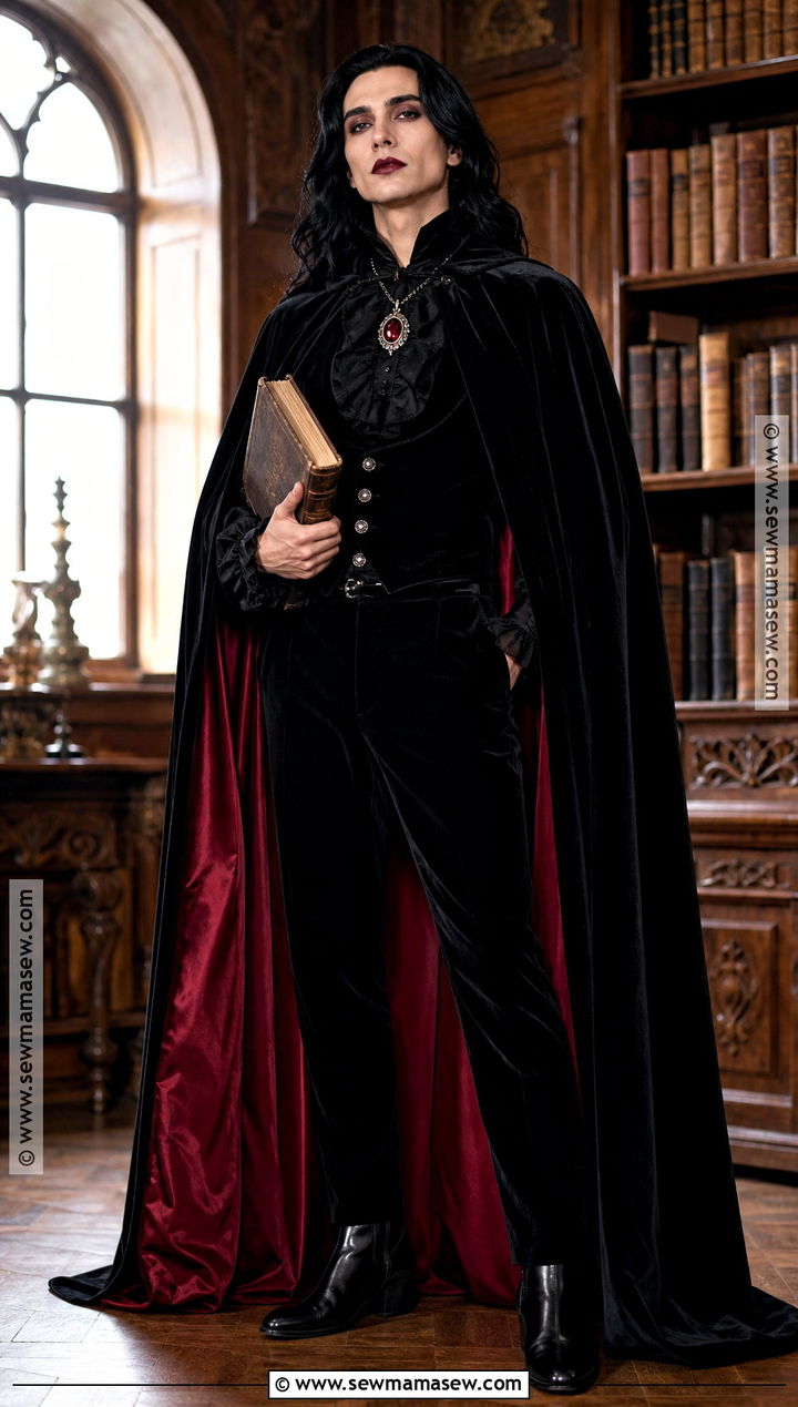 Glam Vampire Costume With Red Cape - 35 Iconic Solo Halloween Costumes