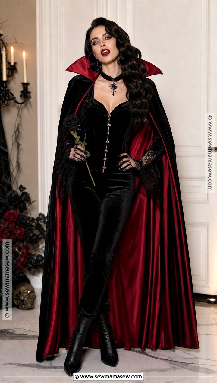 Glam Vampire Costume With Red Cape - 35 killer costume ideas