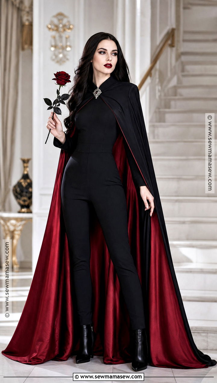 Glam Vampire Costume With Red Cape - 35 quick easy halloween costumes for women