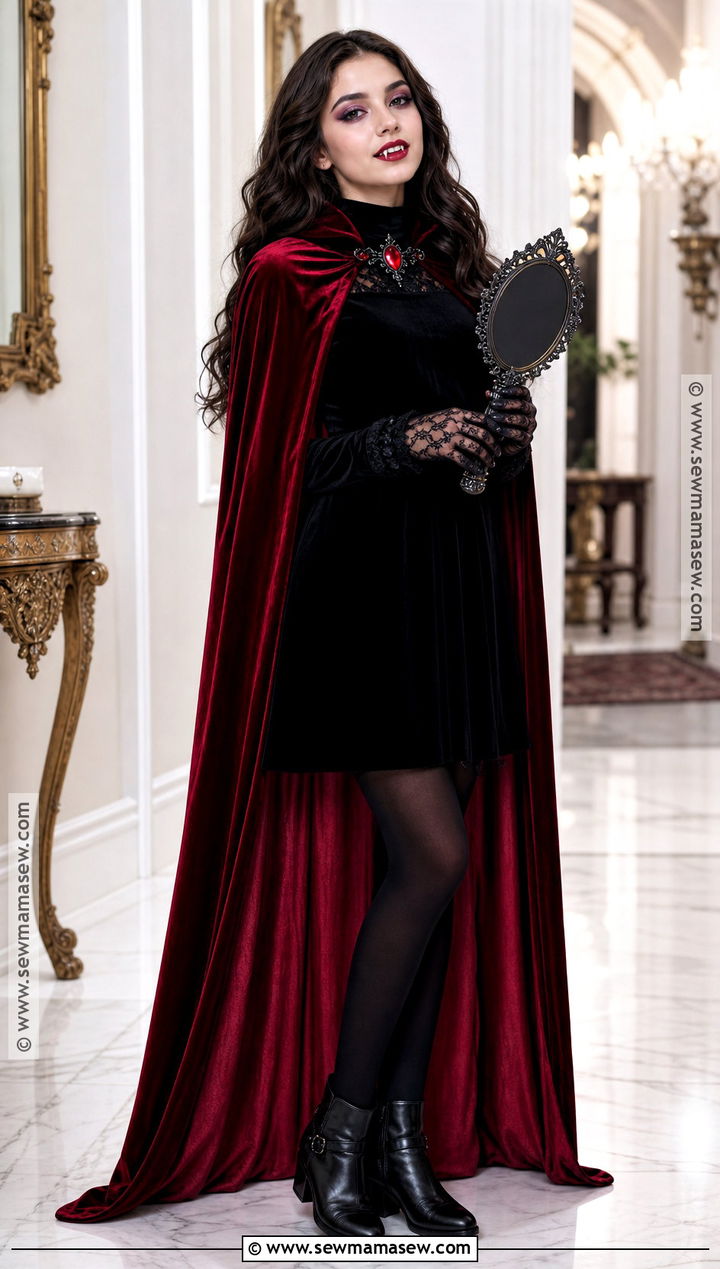 Glam Vampire Costume With Red Cape - 35 teen girl halloween costumes
