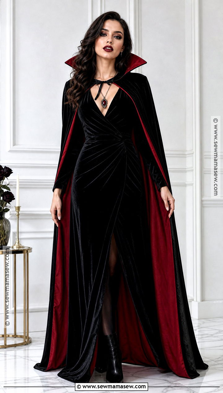 Glam Vampire Costume With Red Cape - 35 woman halloween costumes