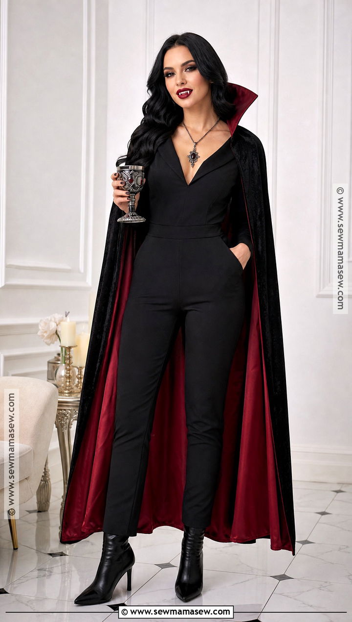 Glam Vampire Costume With Red Cape - 40 costume party ideas