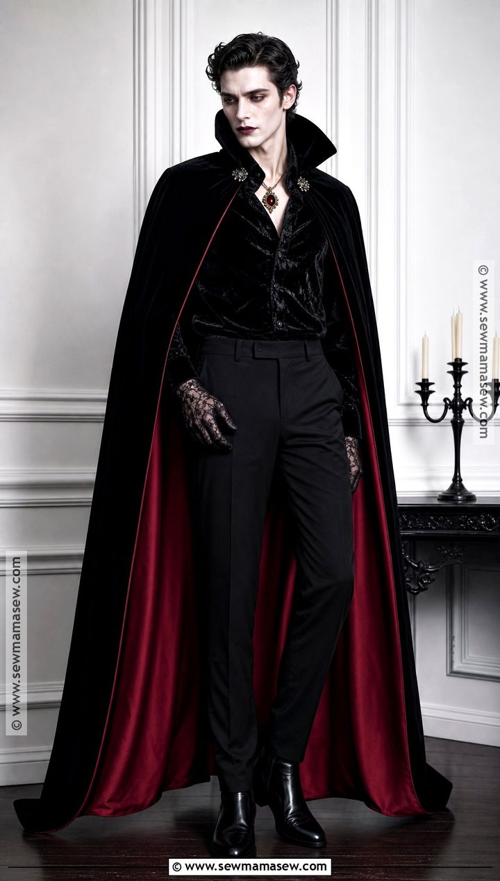 Glam Vampire Costume With Red Cape - 40 good halloween costumes
