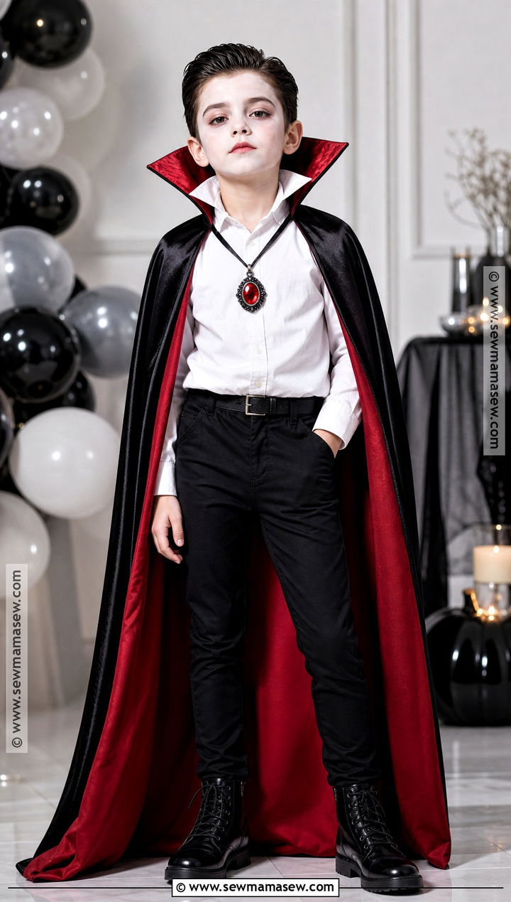 Glam Vampire Costume With Red Cape - 40 kids costumes