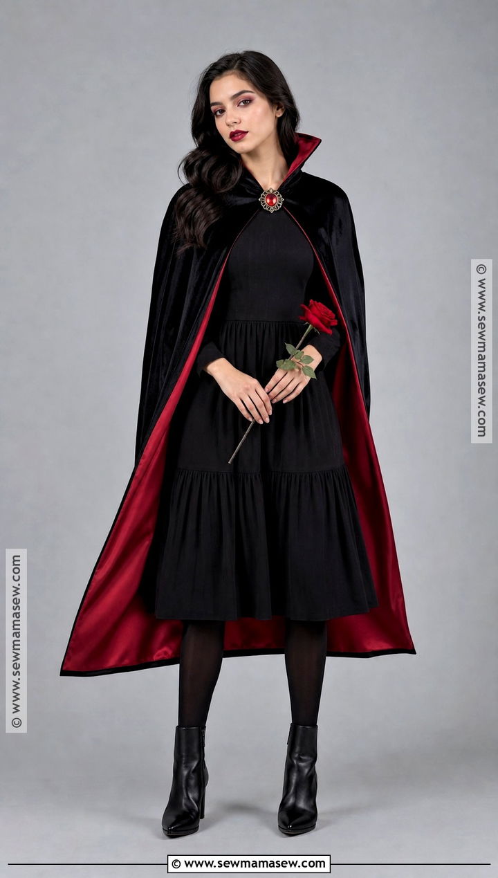 Glam Vampire Costume With Red Cape - 40 teen halloween costumes