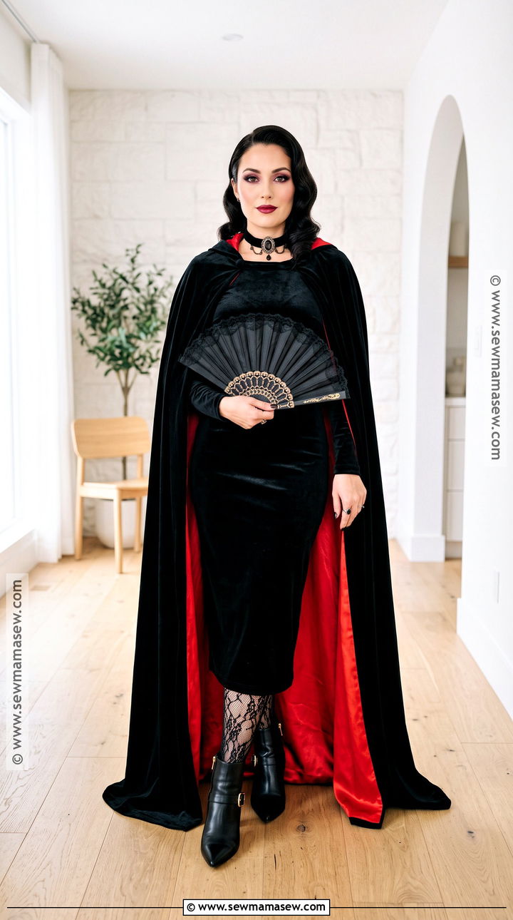Glam Vampire Costume With Red Cape - 40 unique halloween costumes for women