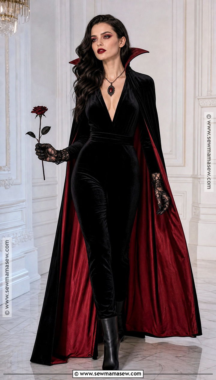 Glam Vampire Costume With Red Cape - 30 costume outfits