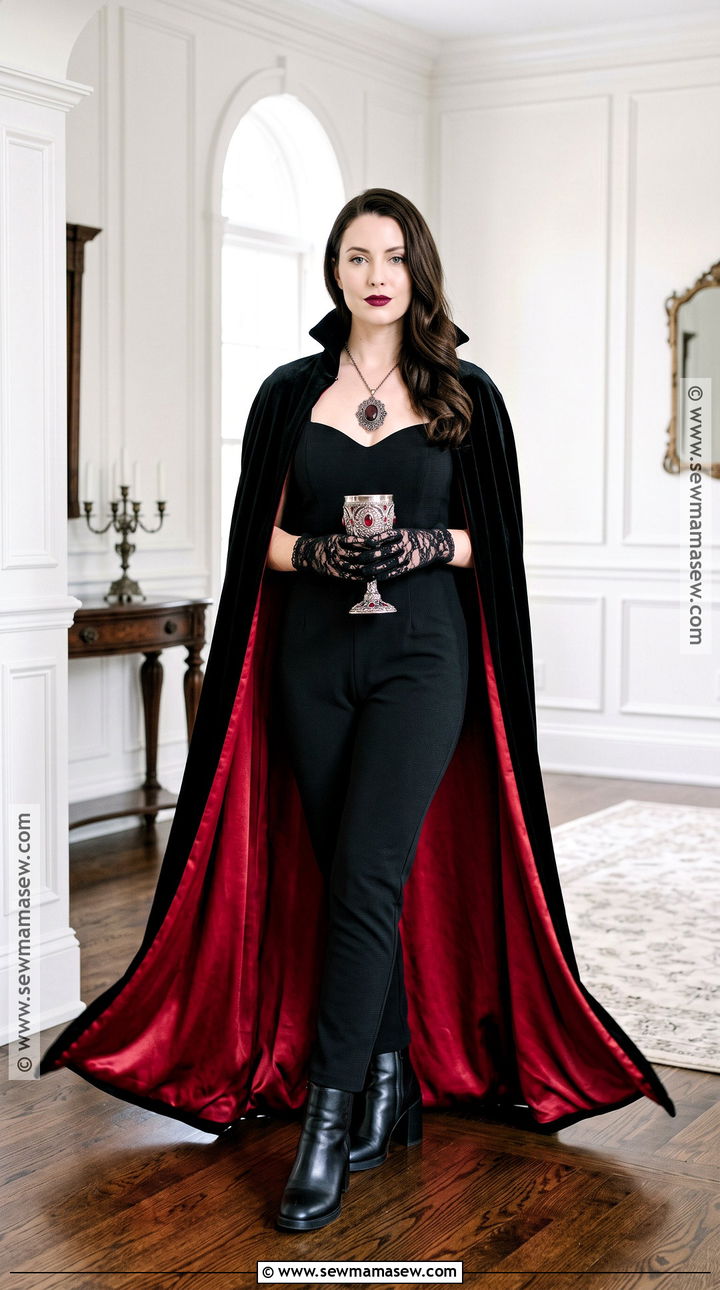 Glam Vampire Costume With Red Cape - 45 costume party ideas