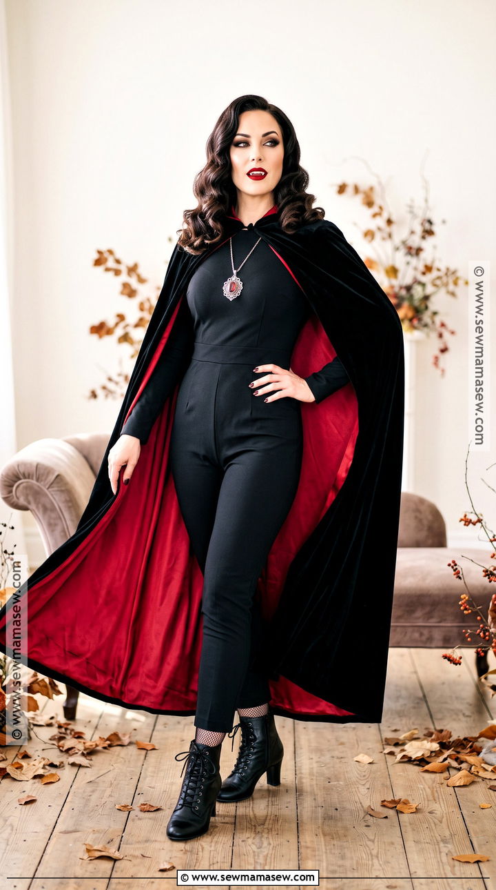 Glam Vampire Costume With Red Cape - 45 costumes ideas