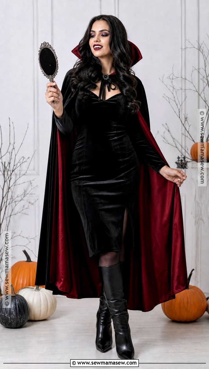 Glam Vampire Costume With Red Cape - 50 cute halloween costumes