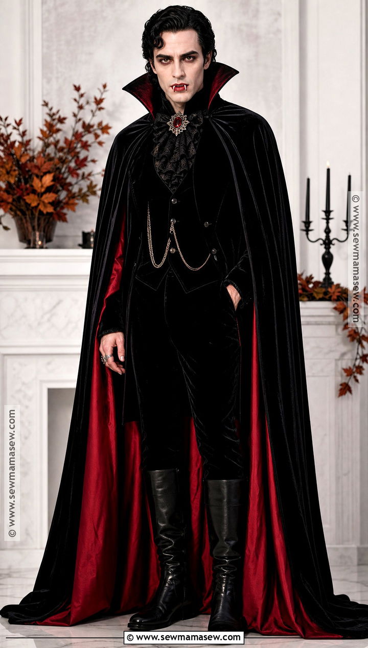 Glam Vampire Costume With Red Cape - 50 iconic halloween costumes