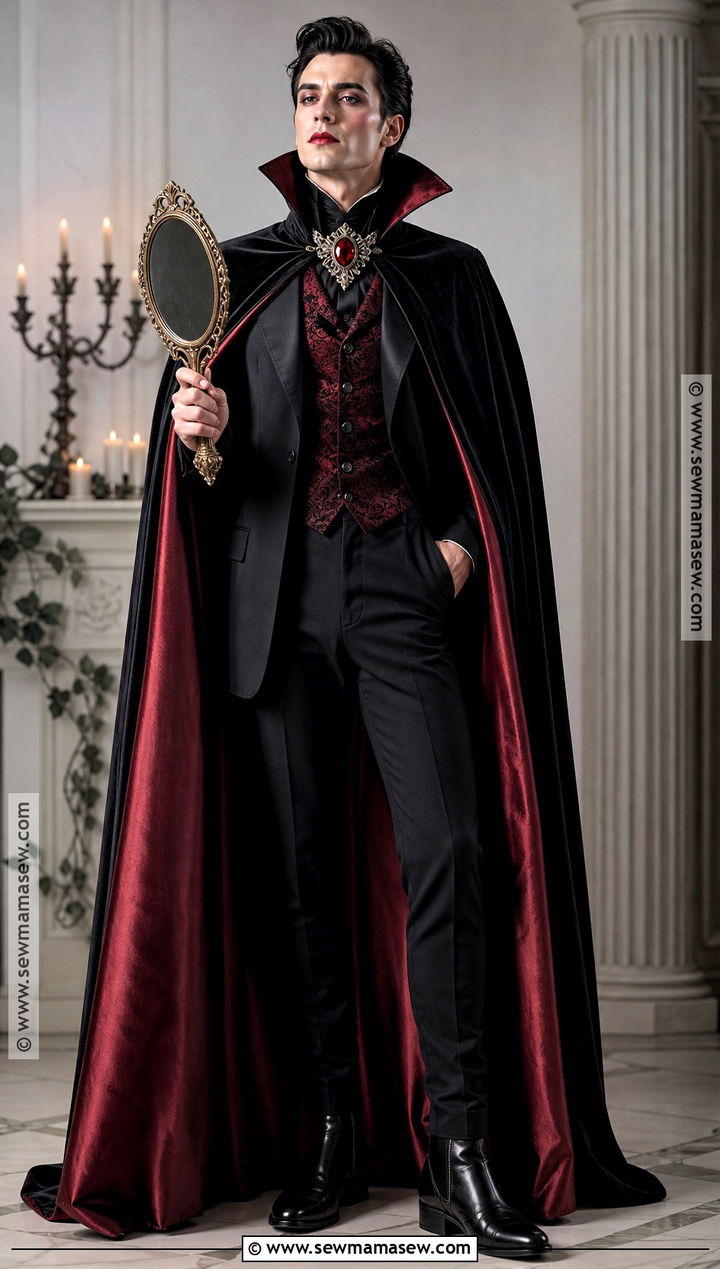Glam Vampire Costume With Red Cape - 30 aesthetic costumes