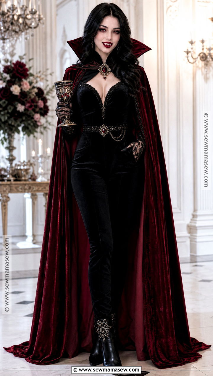 Glam Vampire Costume With Red Velvet Cape - 30 horror costumes