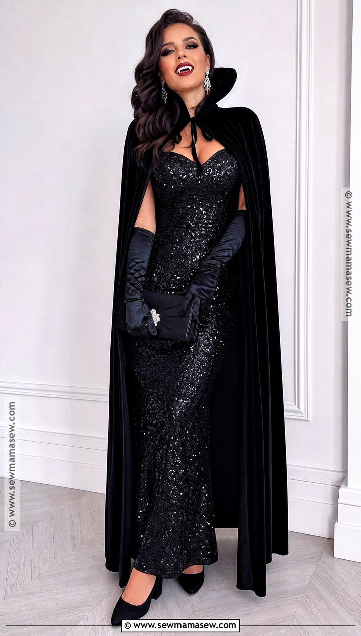 Glam Vampire Costume With Sequin Dress - 30 vampire costume inspo ideas for women
