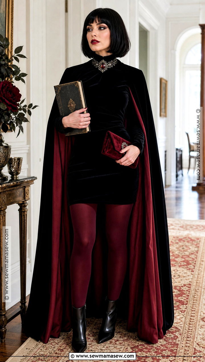 Glam Vampire Costume With Short Black Bob - 30 short hair halloween costumes