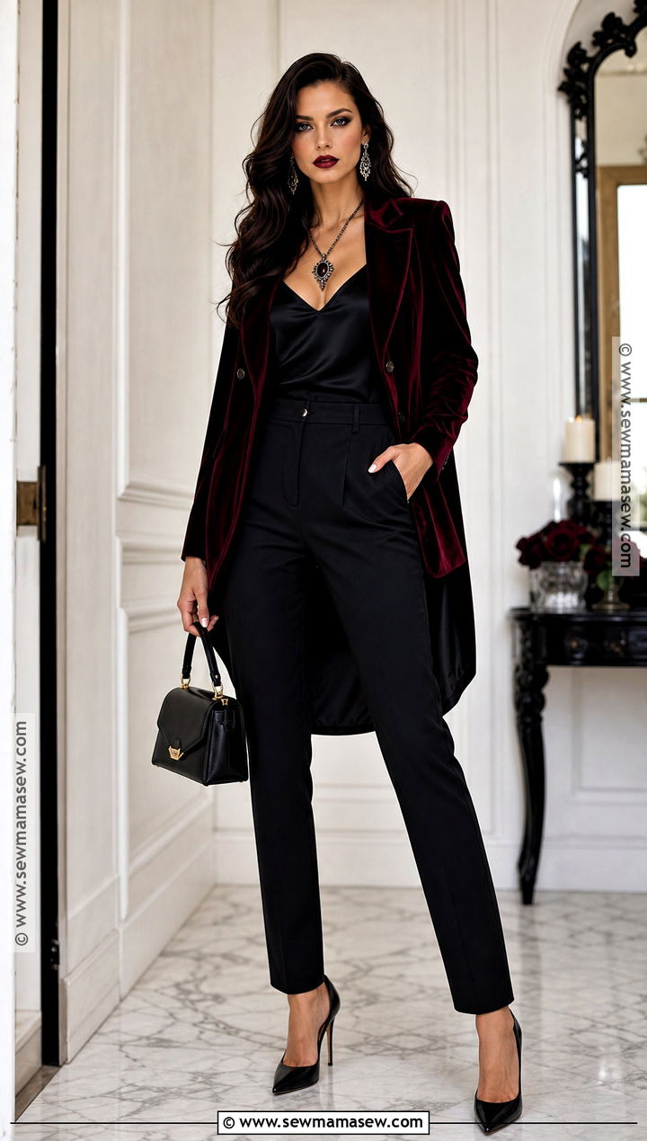 Glam Vampire Halloween Outfit With Velvet Blazer - 35 Halloween Outfits for Women
