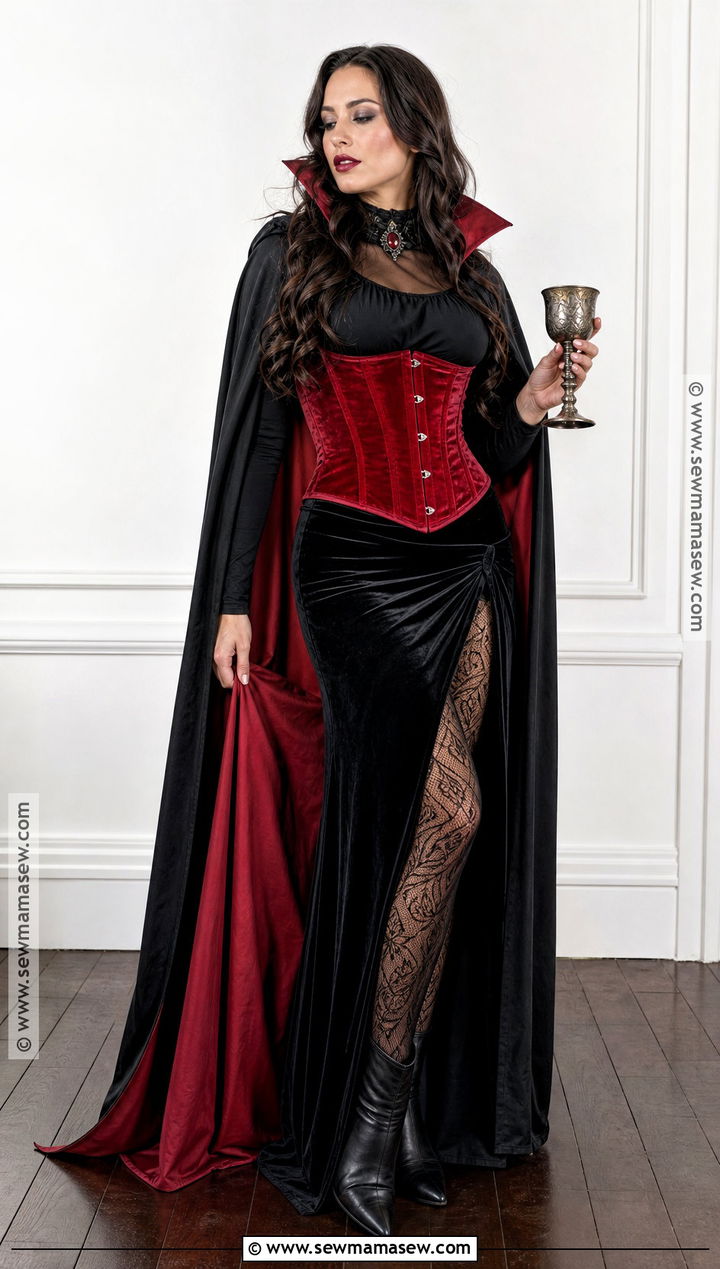 Glam Vampire Red Corset Costume - 35 Red Corset Costume Ideas