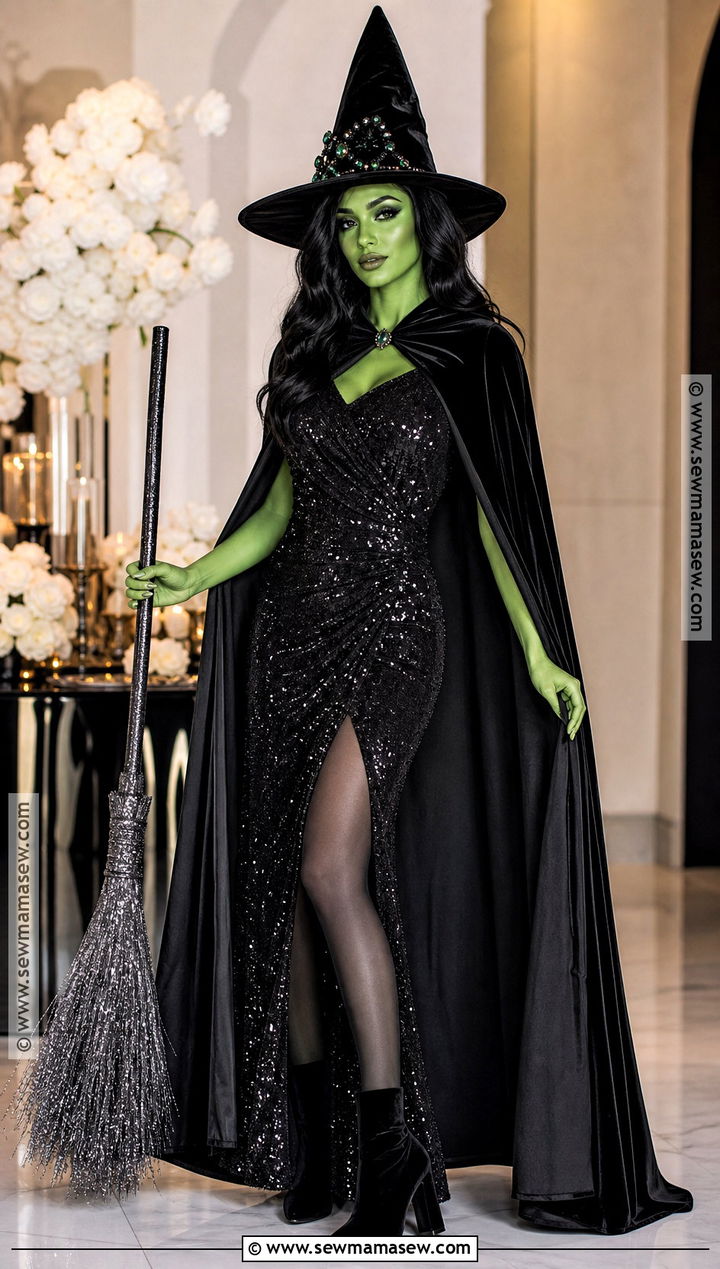 Glam Wicked Witch Costume With Sequins - 30 bad witch wizard of oz costume ideas