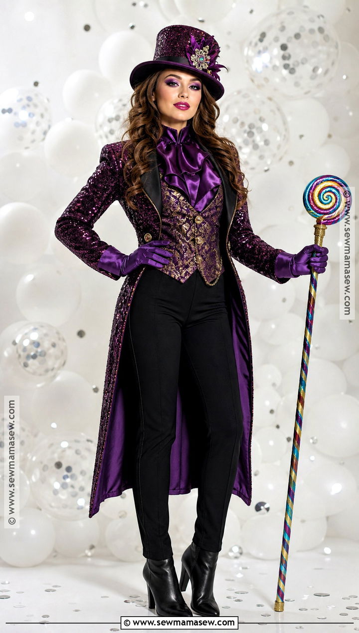 Glam Willy Wonka Costume With Sequin Tailcoat - 35 Willy Wonka Costume Ideas for Women
