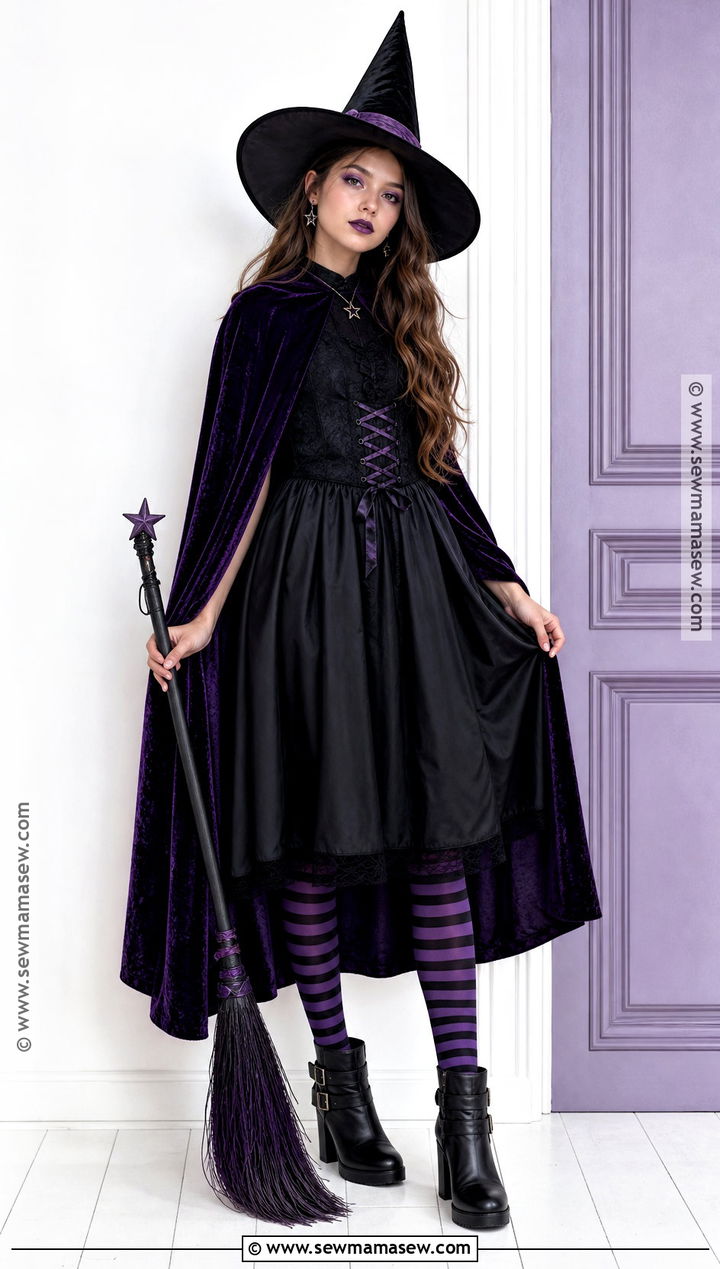 Glam Witch Costume With Purple Cape - 30 Good Halloween Costumes for Teenagers