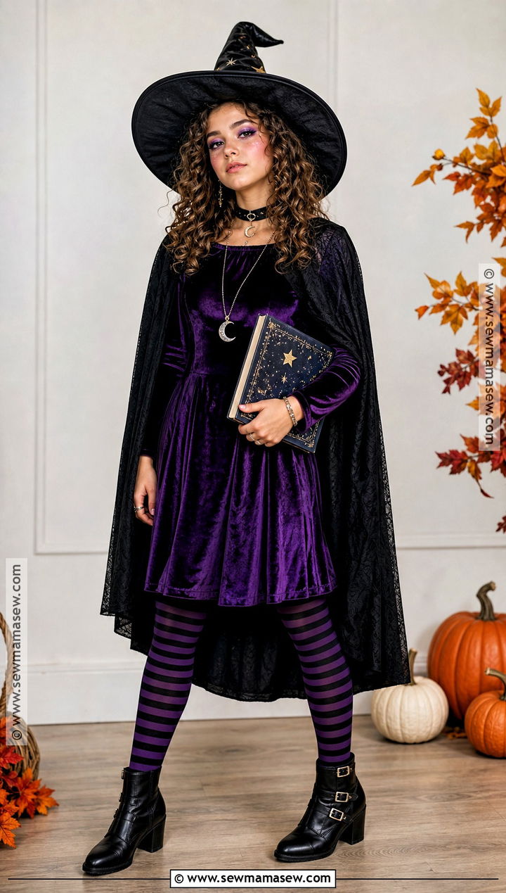 Glam Witch Costume With Purple Dress - 30 teen costumes