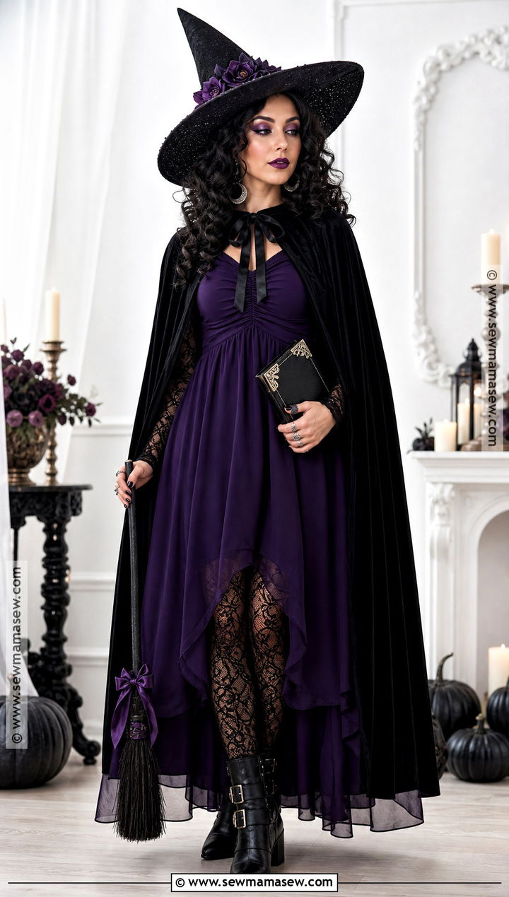 Glam Witch Costume With Voluminous Curls - 30 halloween costumes for curly hair