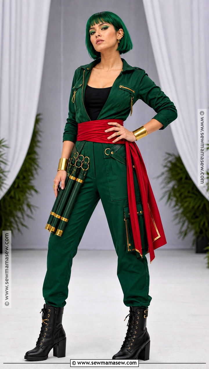 Glam Zoro Cosplay With Green Jumpsuit - 30 zoro cosplay ideas for girls