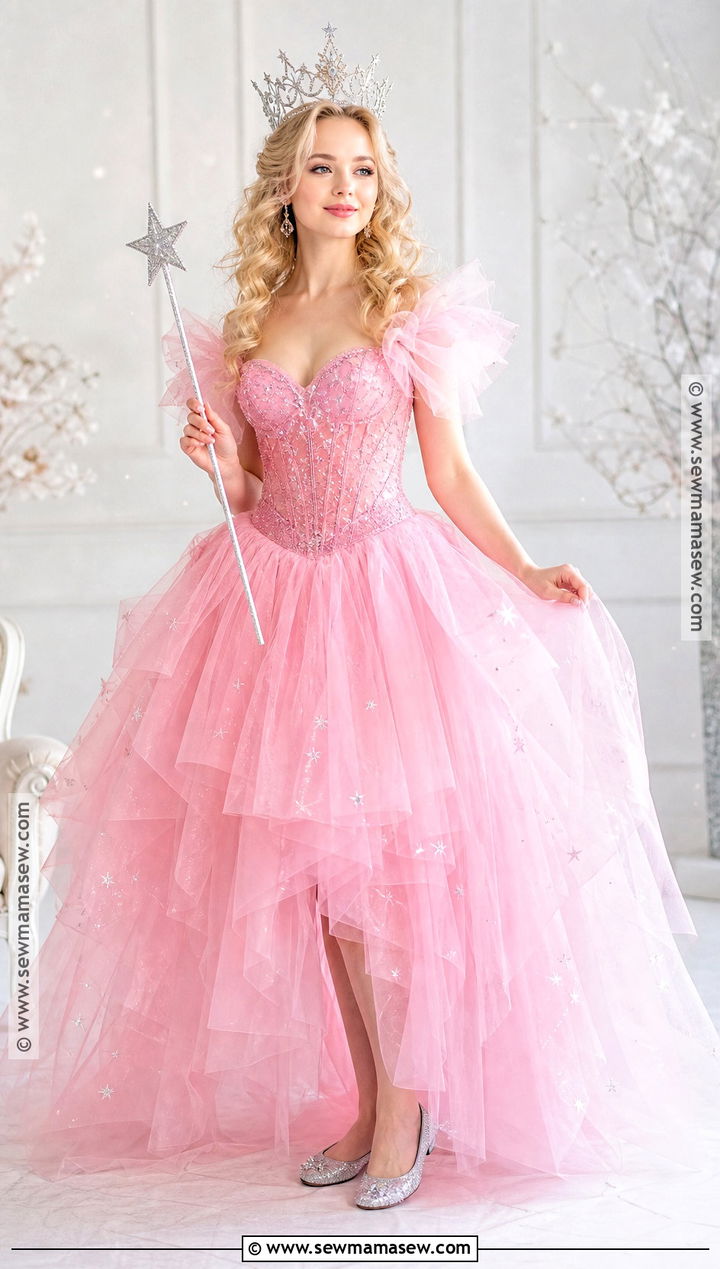Glinda Costume With Pink Ball Gown - 50 costume ideas for women
