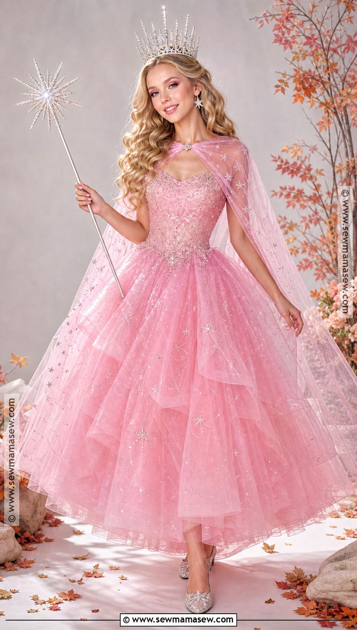 Glinda Costume With Pink Ball Gown - 50 halloween costumes for women