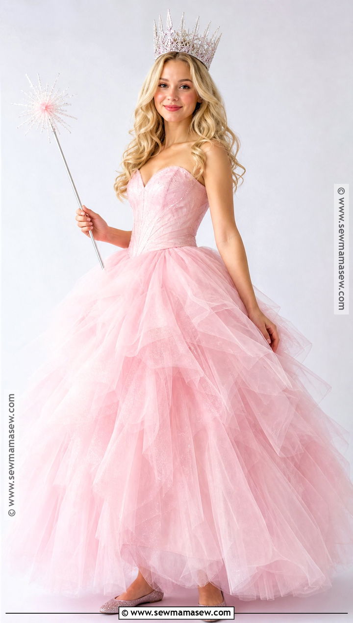 Glinda Costume With Pink Ball Gown - 30 Single Person Halloween Costume Ideas