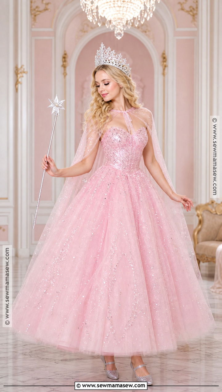 Glinda Costume With Pink Ball Gown - 35 halloween costumes one person