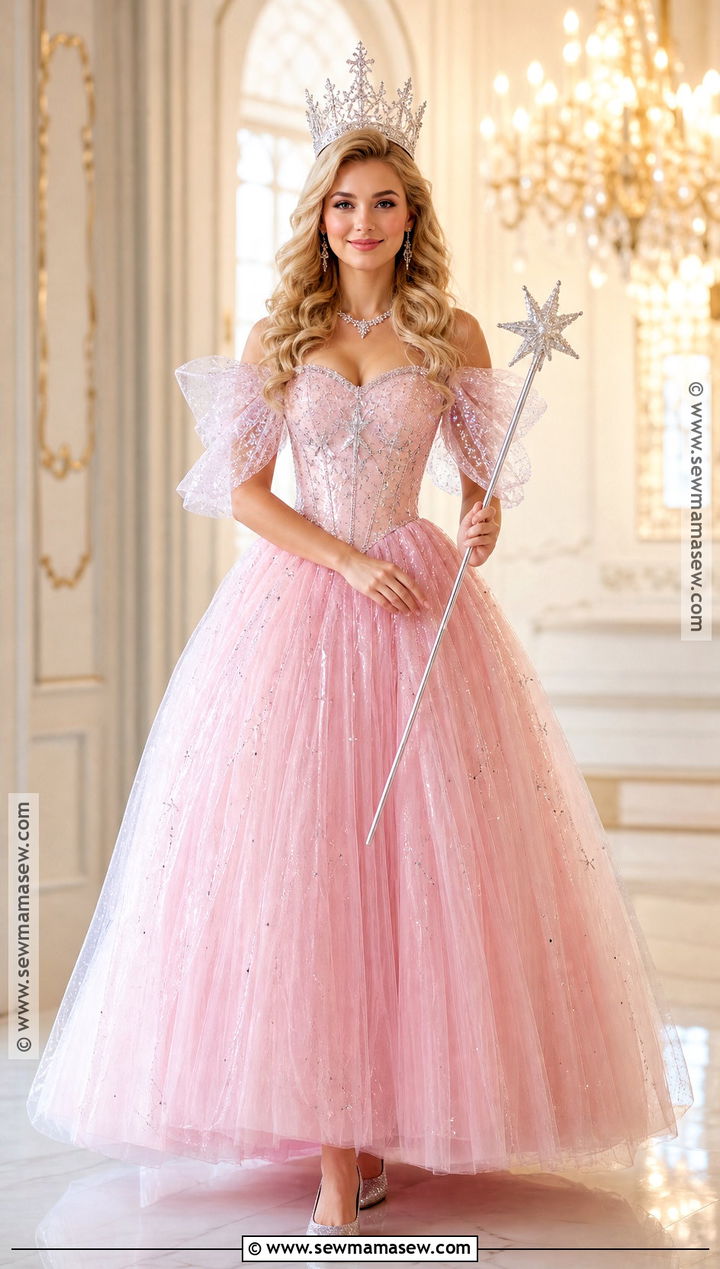Glinda Costume With Pink Bubble Gown - 35 cute halloween costumes for women