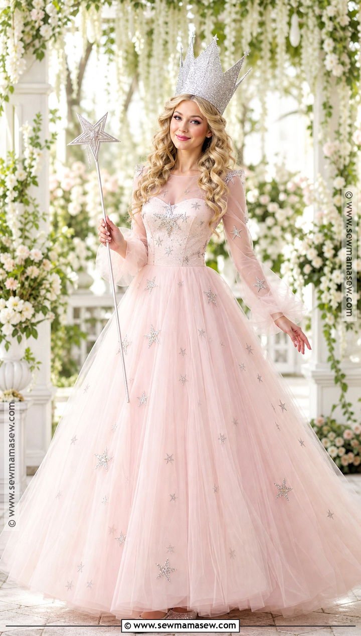 Glinda Costume With Pink Sparkle Gown - 30 the wizard of oz costumes