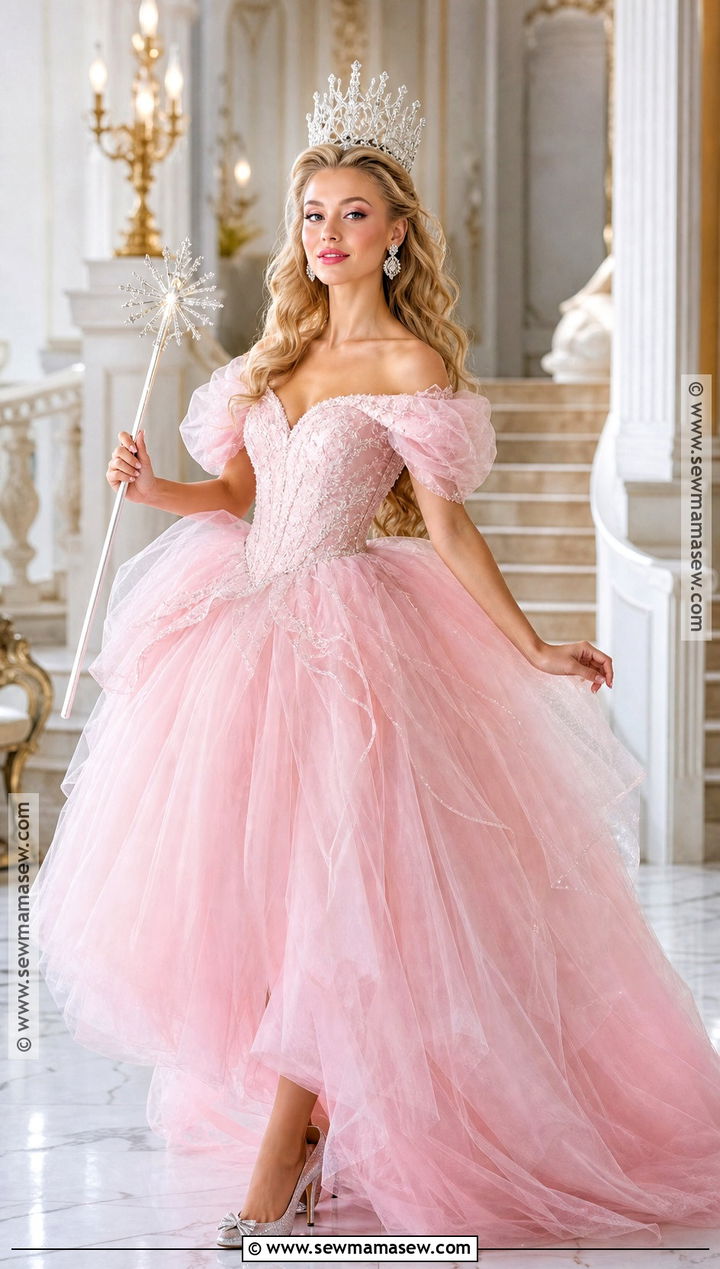 Glinda Costume With Pink Tulle Gown - 30 character costume ideas