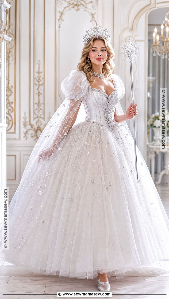 Glinda Inspired Good Witch Costume - 30 White Dress Costume Ideas