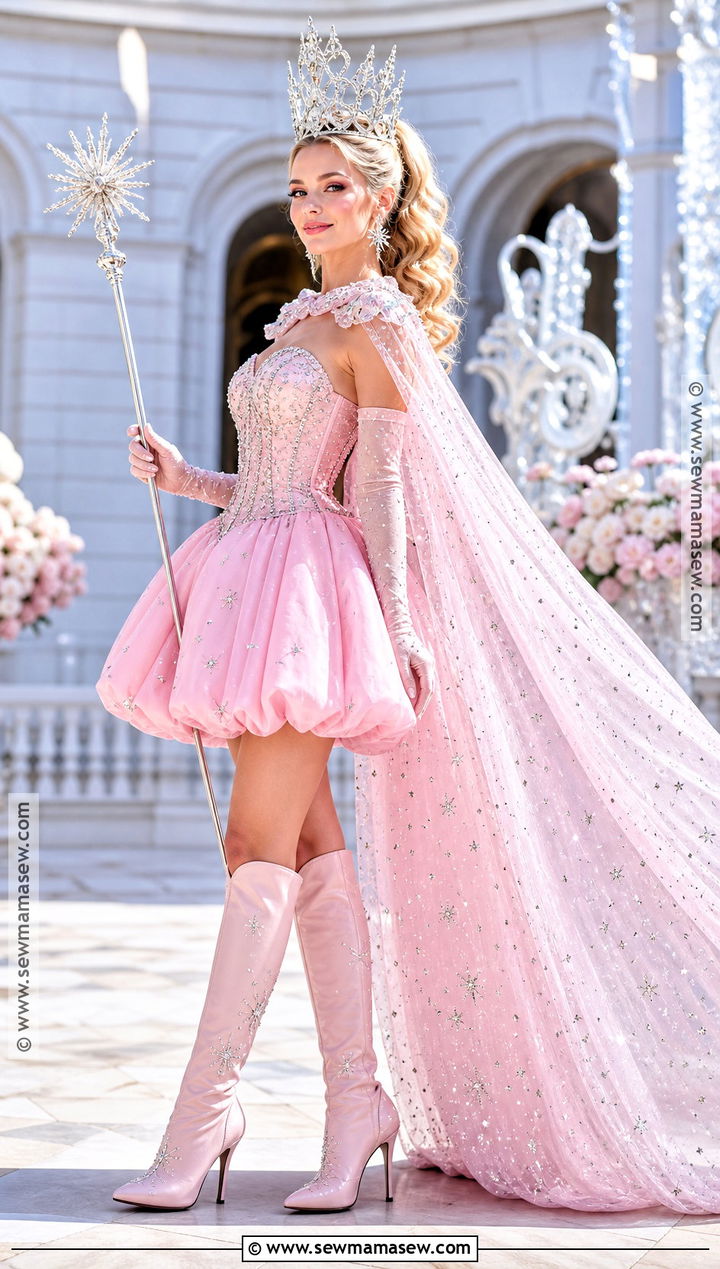 Glinda Wicked Pink Cape And Boots Costume - 35 Glinda Wicked Costume Ideas