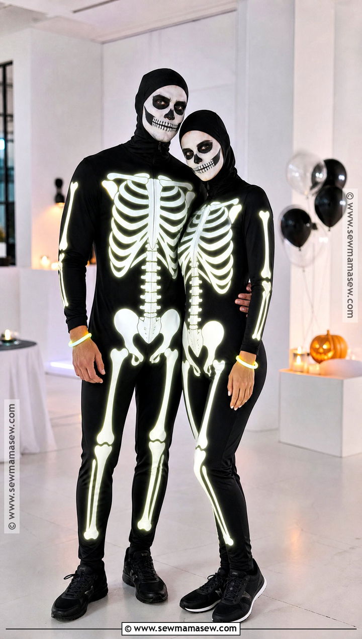 Glow In The Dark Skeleton Couple Costume - 30 Skeleton Couple Costume Ideas