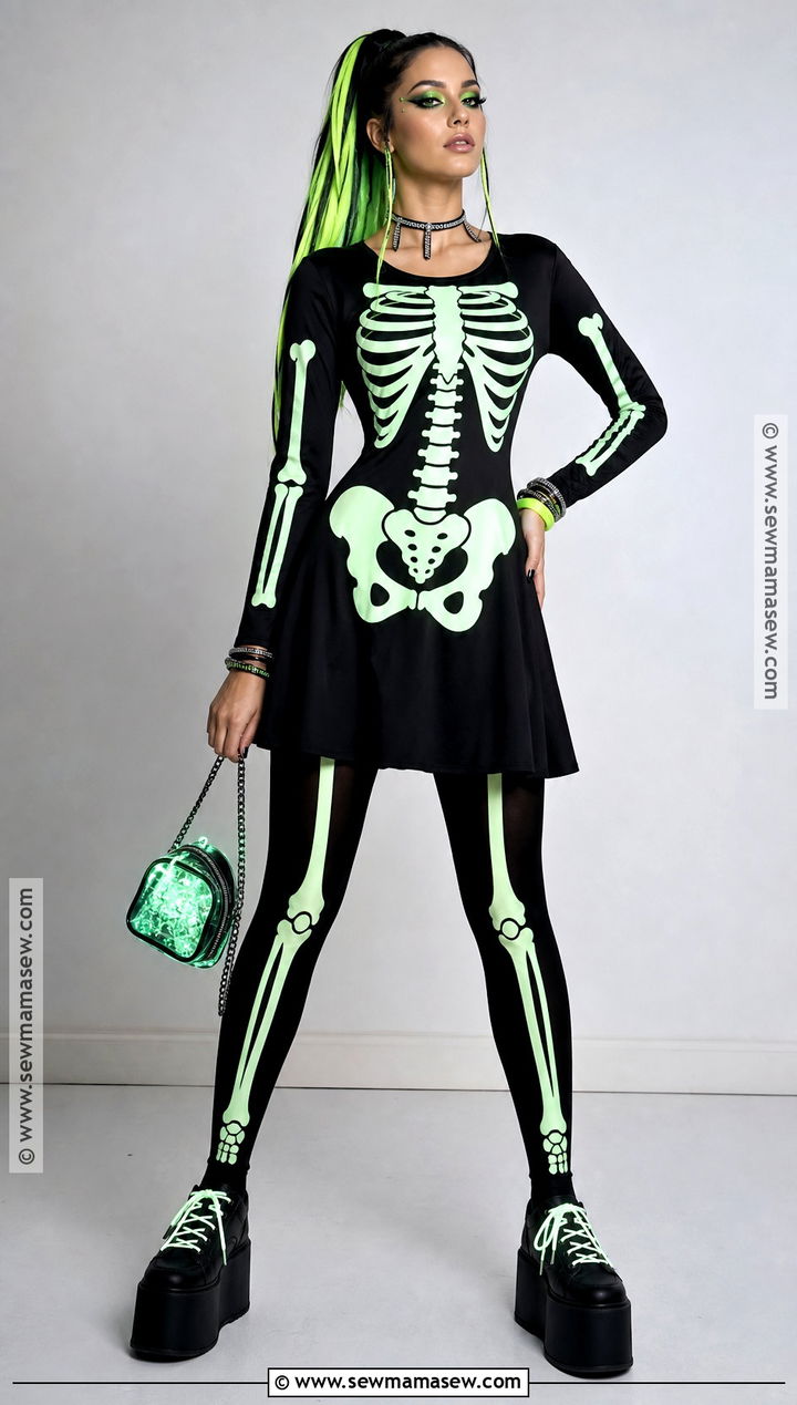 Glow In The Dark Skeleton Dress Costume - 35 skeleton dress ideas