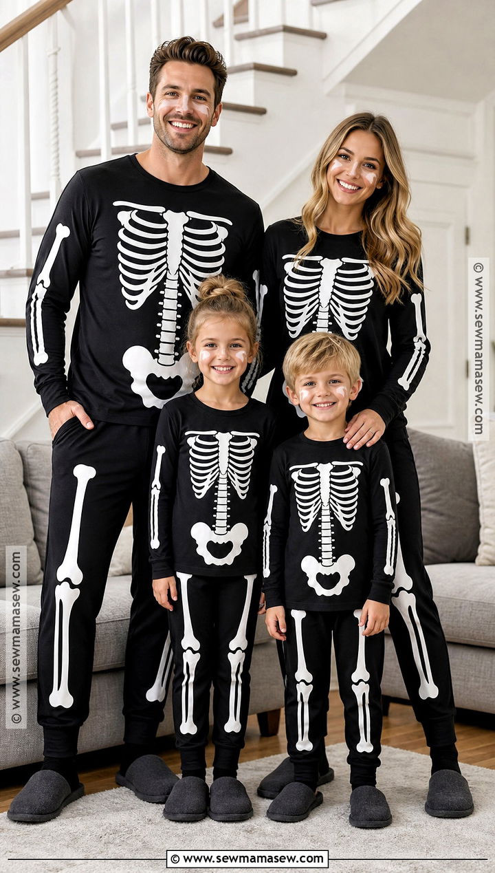 Glow In The Dark Skeleton Halloween Pajamas - 30 matching halloween pajamas