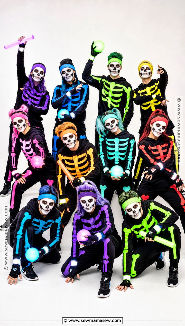 Glow Skeleton Group Halloween Costume - 30 group halloween costumes for 10 people