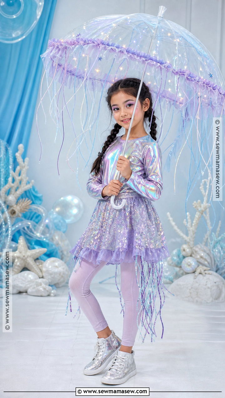 Glowing Jellyfish Costume With Ribbon Tentacles - 45 kids halloween costumes