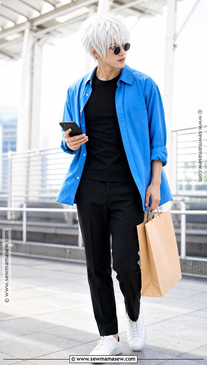 Gojo Satoru Casual Cosplay With Blue Shirt - 40 Gojo Satoru Cosplay Ideas