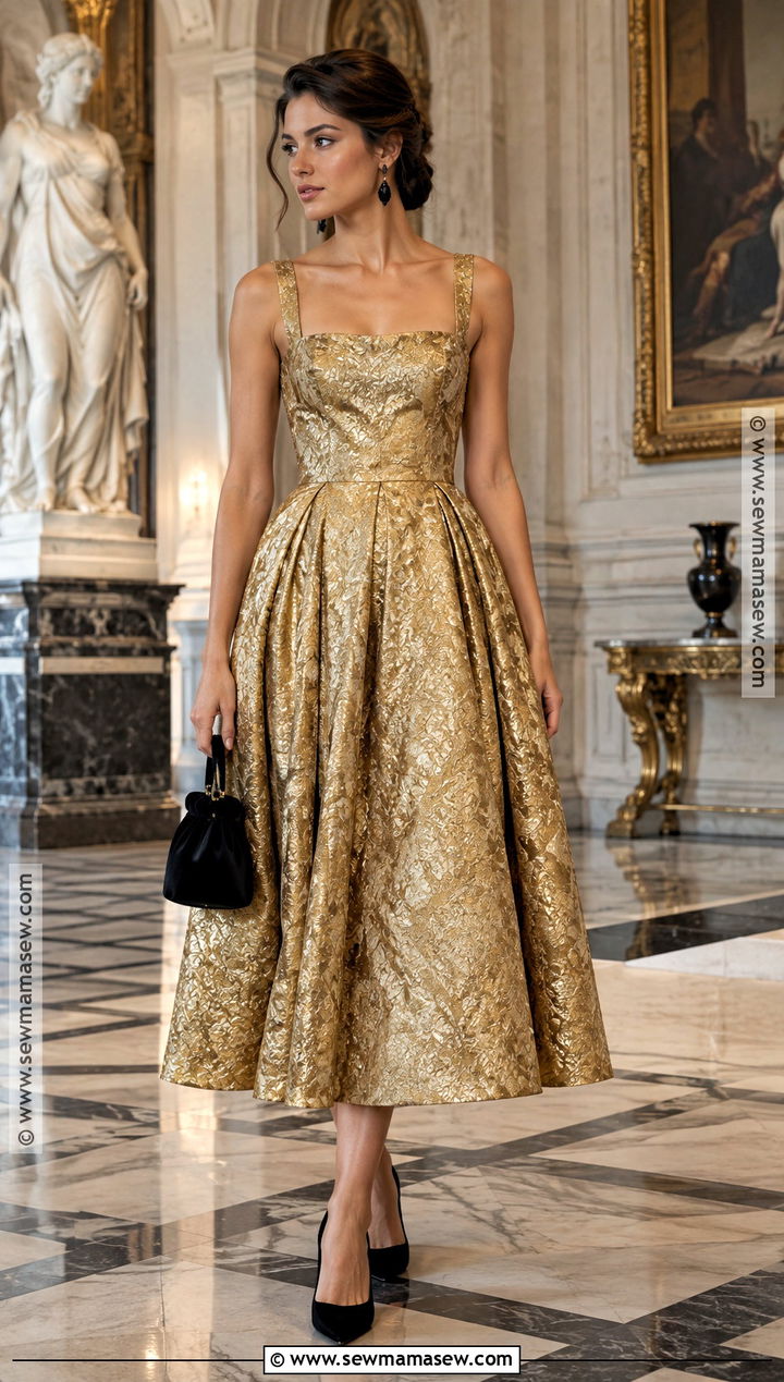 Gold Brocade Fall Ball Dress - 20 Fall Ball Dresses