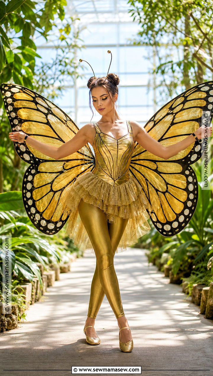 Gold Butterfly Costume With Patterned Wings - 30 gold costume ideas