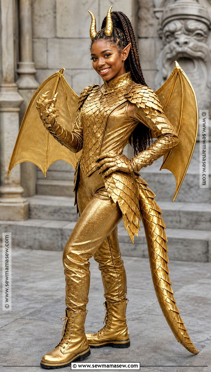 Gold Dragon Costume With Scale Cape - 30 gold costume ideas
