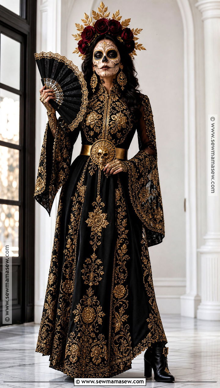 Gold Metallic Sugar Skull Costume - 35 sugar skull costume ideas